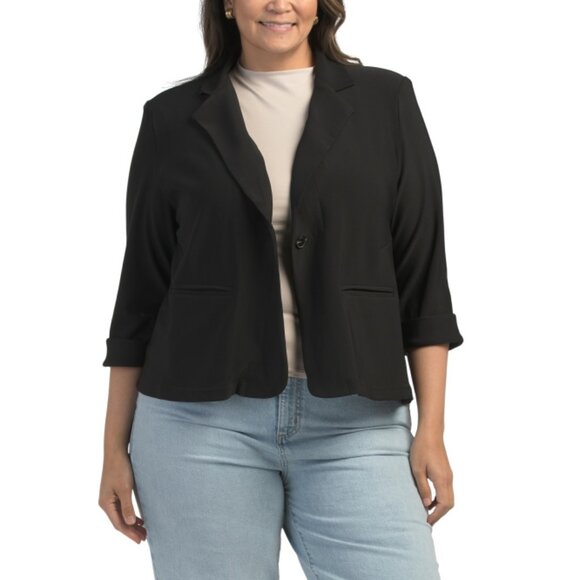 MAZE COLLECTION Black Plus Scuba Blazer - Picture 1 of 2